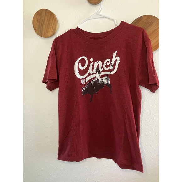Cinch Heathered Burgundy Shirt Boys Large 12 - Picture 1 of 4